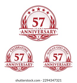 Se cumplen 57 años. 57.ª colección de logo de la celebración. Vector e ilustración. 