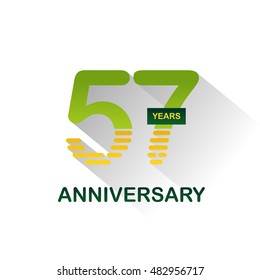 57 years anniversary, signs, symbols,flat design.