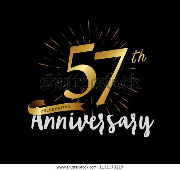 57 Years Gold Anniversary Celebration Simple Stock Vector (Royalty Free ...