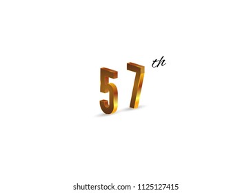 57 Years golden Anniversary  with isometric design number isolated on white background