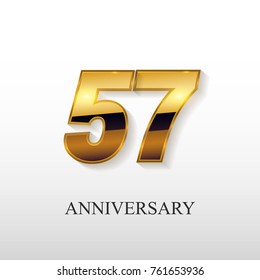 57 Years Golden Anniversary Vector Logo Design Isolated on White Background