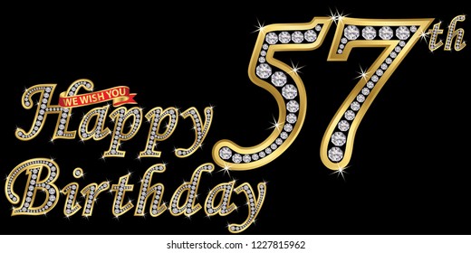 57 Years Happy Birthday Golden Sign Stock Vector (Royalty Free ...