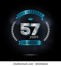 57 Years Silver anniversary logo, low poly design number