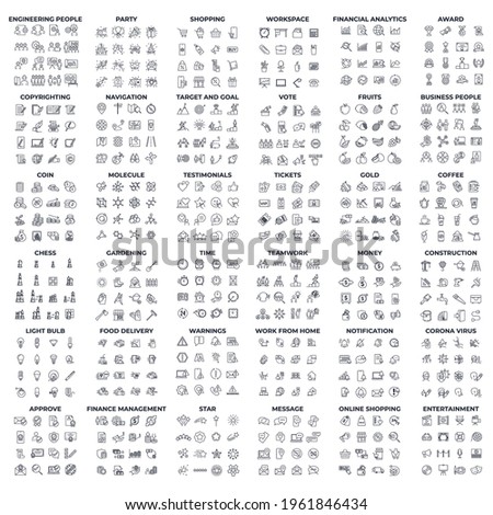 576 modern thin line icons. High quality pictograms. Linear icons set of construction, Copyrighting, corona, Engineering People, etc symbol template for graphic and web design collection logo vector