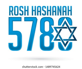5780 Rosh Hashanah text design, Rosh Hashanah is a Hebrew word meaning the Jewish New Year festival graphic vector