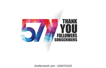 57K, 57.000 followers, subscribers design for internet, social media, anniversary and celebration achievement-vector