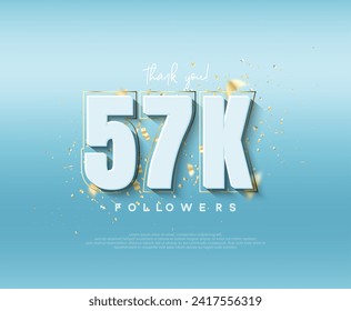 57k followers celebration. with modern luxury figures.