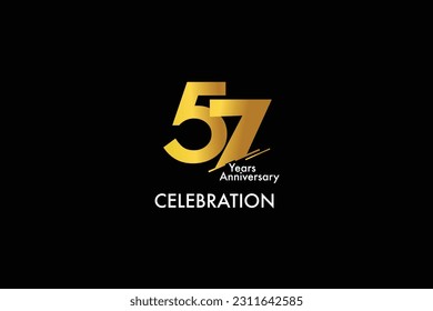 57th, 57 years, 57 year anniversary gold color on black background abstract style logotype. anniversary with gold color isolated on black background, vector design for celebration vector