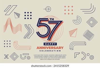 57th anniversary celebration with abstract geometric shape background