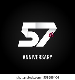 57th Anniversary  Logo Celebration, Flat Design Isolated on Black Background