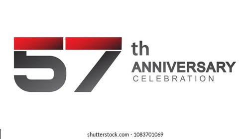 57th anniversary logo red and black design simple isolated on white background for anniversary celebration.
