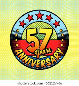 57th anniversary logo. Vector and illustrations. Comics anniversary logo.