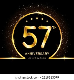 Logotipo del 57° Aniversario. Diseño de plantilla de Aniversario Dorado para evento de celebración, tarjeta de invitación, tarjeta de saludo, volante, pancarta, afiche, ilustración vectorial