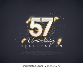 57º aniversario con números sofisticados. diseño vectorial premium de lujo. Vector premium para afiches, banner, saludo de celebración.