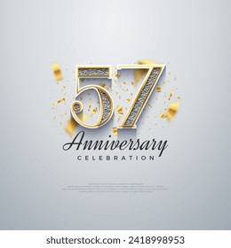 57th anniversary number, shiny luxury. premium vector backgrounds. Premium vector background for greeting and celebration.