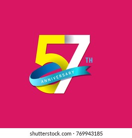 57th Anniversary simple emblems, template design for web, game ,Creative poster, booklet, leaflet, flyer, magazine, invitation card