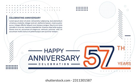 57th anniversary template design with abstract background, vector template