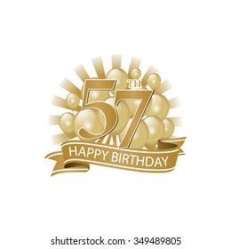 57th Golden Happy Birthday Logo Balloons Stock Vector (royalty Free 