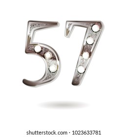 57th silver anniversary logo, ten years birthday celebration solated on white background
