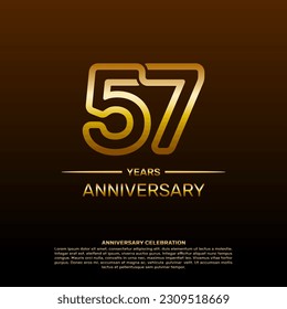 57th year anniversary design template in gold color. vector template illustration