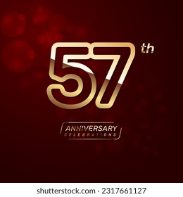 57th year anniversary logo design with a double line concept in gold color