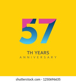 57th Year Anniversary Vector Template Design Illustration.