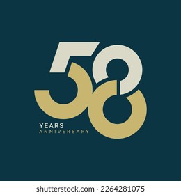 58, 58th Years Anniversary Logo, 58 birthday,  Vector Template Design element for birthday, invitation, wedding, jubilee and greeting card illustration.