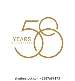 58, 58th Years Aniversario Logo, 8 cumpleaños, elemento Vector Template Design para cumpleaños, invitación, boda, jubileo e ilustración de tarjeta de saludo.