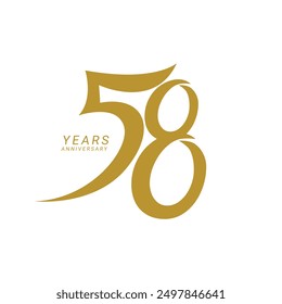 58, logotipo del aniversario de 58 años, cumpleaños 58, elemento de diseño de Plantilla de Vector para cumpleaños, invitación, boda, jubileo e ilustración de tarjeta de felicitación.