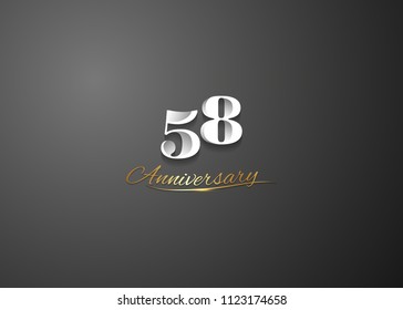 58 Anniversary elegant logotype design, white colored isolated on black background