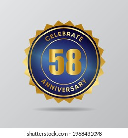 58 Anniversary gold badge luxury style with blue deep