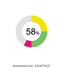 58% circle diagrams Infographics vector, 58 Percentage ready to use for web design.