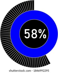 58% circle percentage diagram for web design, user interface (UI) or infographic - indicator with blue and black