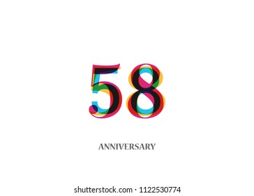 58 Colorful anniversary logotype design isolated on white background