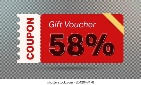 58% coupon promotion sale for website, internet ads, social media. Big sale and super sale coupon code 58 percent discount gift voucher coupon vector illustration summer offer ends weekend holiday