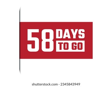 58 days to go red vector banner illustration isolated on white background