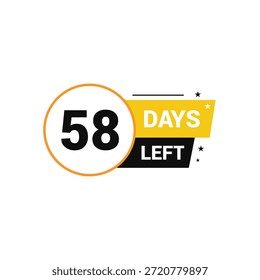 Quedan 58 días Número de cuenta regresiva Plantillas de Anuncio tiempo icono diseño de Vector