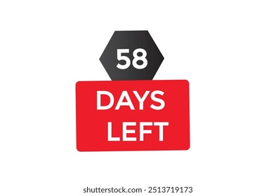 58 días restantes, icono, estilo, temporizador, cuenta regresiva, reloj, tiempo, fondo, Plantilla, 58 días restantes, cuenta regresiva, pegatina, Anuncio izquierdo, negocio, venta, Botón de etiquetas
