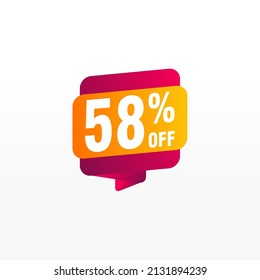 58 Rabatt, Vektor-Abzeichen für Labels, , Aufkleber, Banner, Tags, Web-Aufkleber, Neues Angebot. Discount-Origami-Zeichenbanner