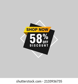 58 descuento, distintivos de vectores de venta para etiquetas, , pegatinas, banners, etiquetas, etiquetas, etiquetas web, nueva oferta. Banner de signo de origami de descuento