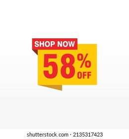 58 descuento, distintivos de vectores de venta para etiquetas, , pegatinas, banners, etiquetas, etiquetas, etiquetas web, nueva oferta. Banner de signo de origami de descuento
