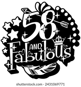 58 and fabulous black vector graphic design and cut file