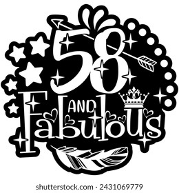 58 and fabulous black vector graphic design and cut file