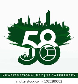 58 Kuwait National Day. February 25-26.Vector Illustration. Logo Image. The Flag. 