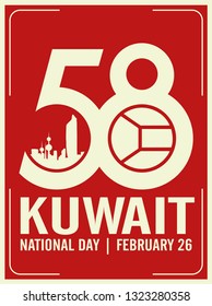 58 Kuwait National Day. February 25-26.Vector Illustration. Logo Image. The Flag. 