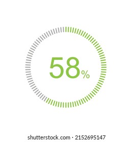 58% Loading. 58% circle diagrams Infographics vector, 58 Percentage ready to use for web design ux-ui.