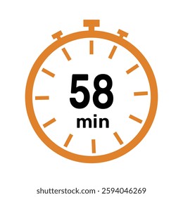 58 minute Timer, clock, icon vector stopwatch isolated icons. Countdown timer symbol.