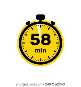 58 Minutes Analog Clock Icon white background design.