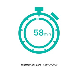 58 minutes timer icon, 58 min digital timer. Clock and watch, timer, countdown