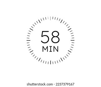 58 minutes timers Clocks, Timer 58 min icon vector